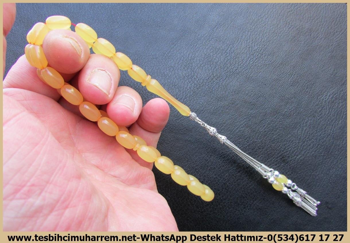 Kayısı Kehribar TesbihlerTM14039Muharrem Karaoğlu Usta Dizayn İzmir-Alsancak Sıkma Kehribar Tespih – Uzun Gümüş Püsküllü, Sarı-Limon, Badem Kesim Günlük Çekim TesbihTespih Sıkma Kehribar I Badem Kesim Sarı Gümüş Püskül Tasarım İzmir Alsancak Tesbih 