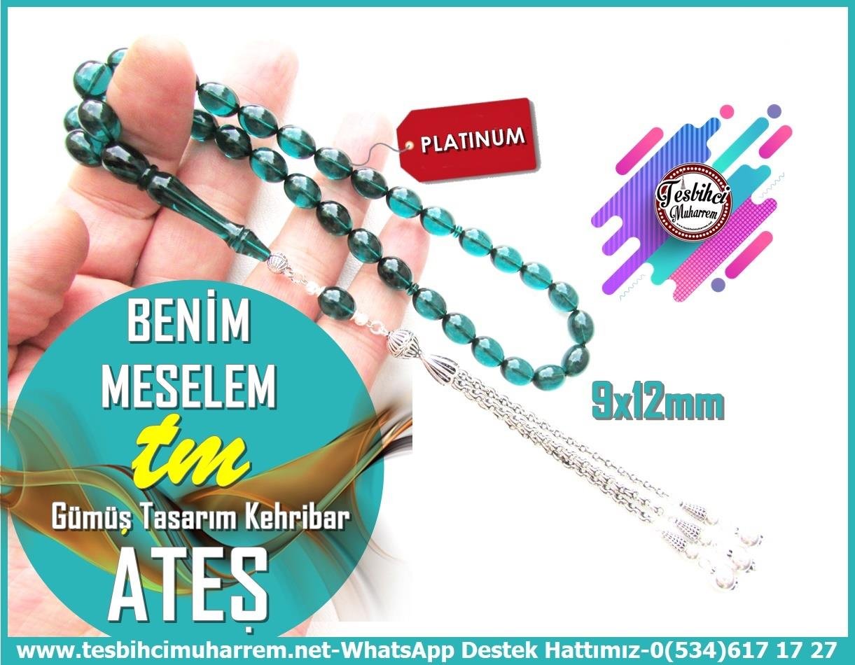 Mavi Ton TesbihlerTM13809Muharrem Karaoğlu Usta Dizayn Tespih | Ateş Kehribar, Gül Kurusu Renk, Gümüş Püskül, Sığırcık Kesim, “Ispartalı” Tesbih :Tespih Ateş Kehribar l Turkuaz Yeşil Gümüş Püskül Benim Meselem Tesbih