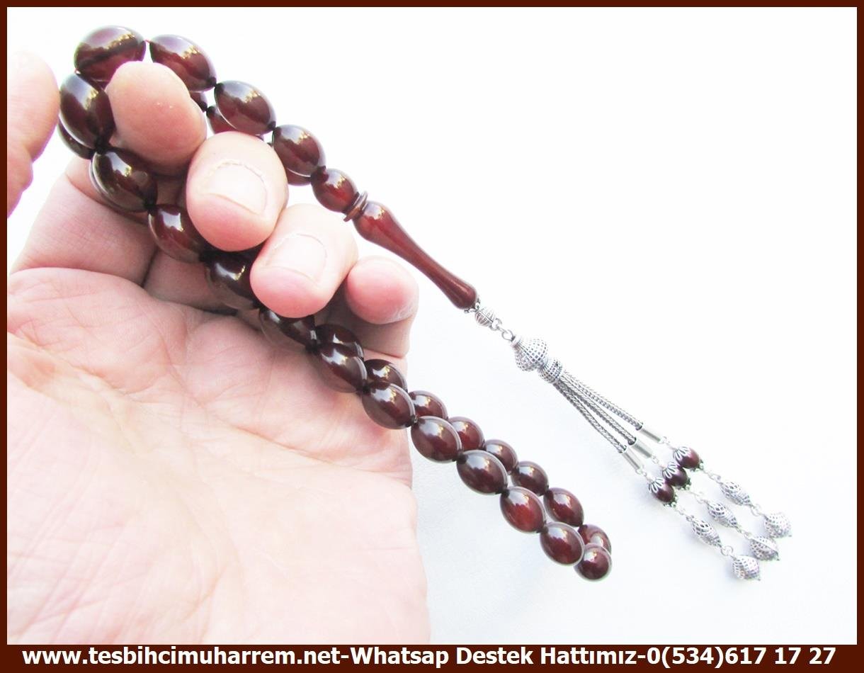 Patlıcan Moru Kehribar TesbihlerTM13494Muharrem Karaoğlu Usta Dizayn Tespih | Vişne Sıkma Kehribar, Beyzi Kesim, Gümüş Püsküllü 