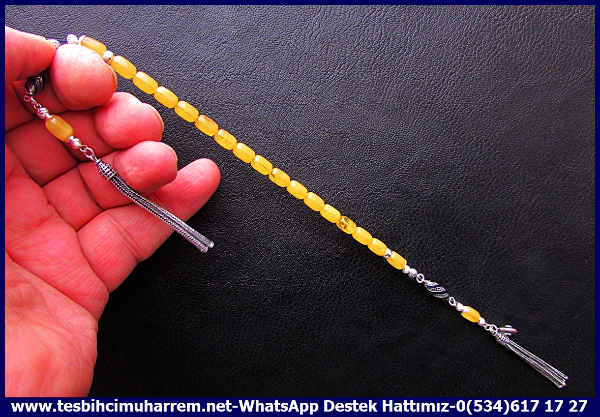 Kehribar Zaza Sallama TesbihlerTM14147Muharrem Karaoğlu Usta İşçilikli Tespih Zaza Sallama Sıkma Kehribar I Özel Mine Gümüş Püsküllü MFA TesbihTespih Zaza Sallama Sıkma Kehribar  I Özel Mine Gümüş Püsküllü Sarı Damarlı MFA Tesbih