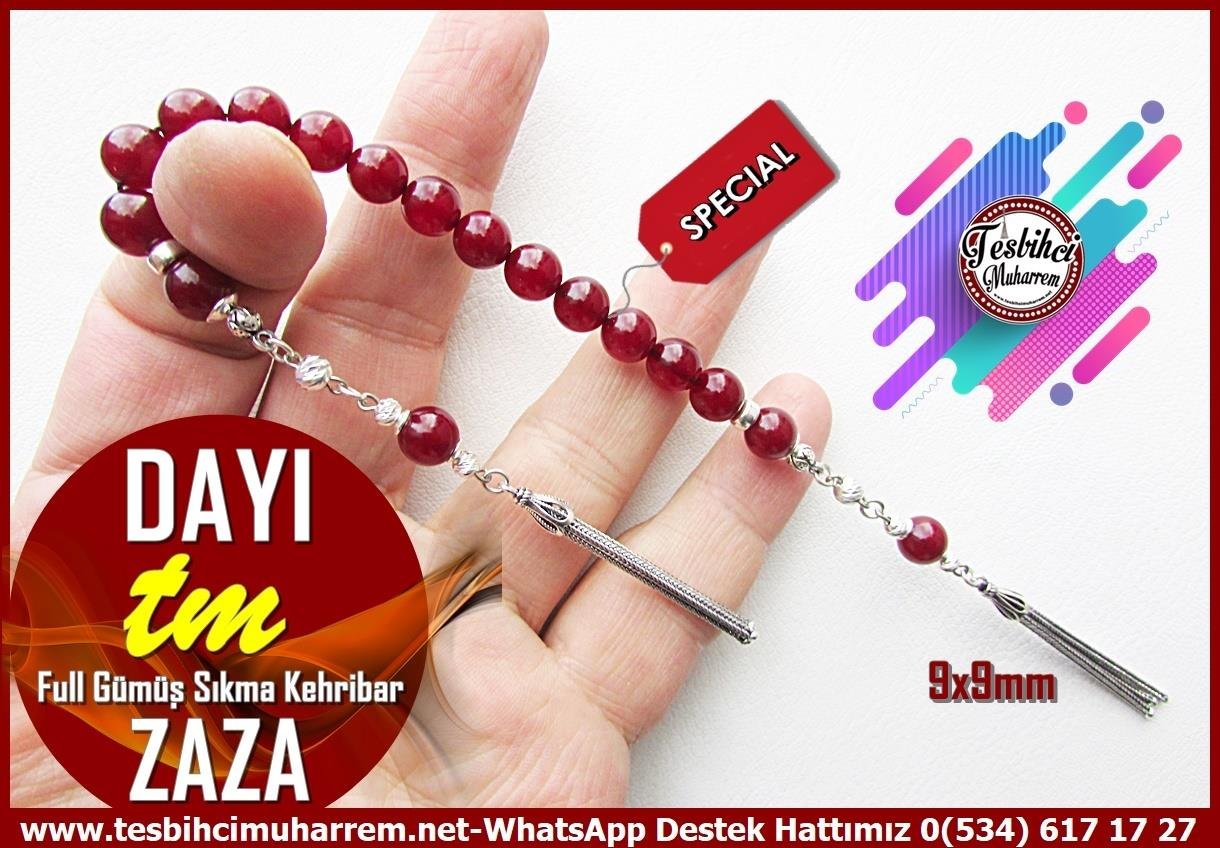 Kehribar Zaza Sallama TesbihlerTM14105Muharrem Karaoğlu Usta İşçilikli Zaza Sallama Sıkma Kehribar Tesbih – Vişne Renk, Gümüş Tasarım, “Dayı” İsimli Özel Tespih Tespih Zaza Sallama I Full Gümüş Tasarım Vişne Küre Kesim Dayı Tesbih