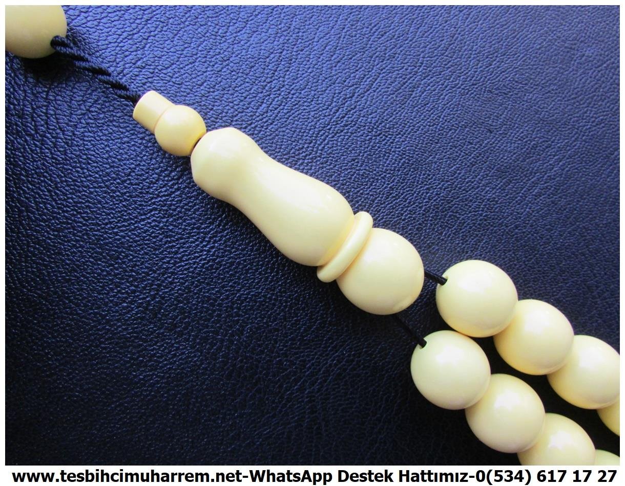 Orjinal Eski Alman Kehribar TesbihlerTM13326Mustafa Erbay Usta El İşçiliği Antika Tespih | Bakalit Katalin, Eski Usül Osmanlı Form, Krem Renk Küre Kesim, Eski Alman 