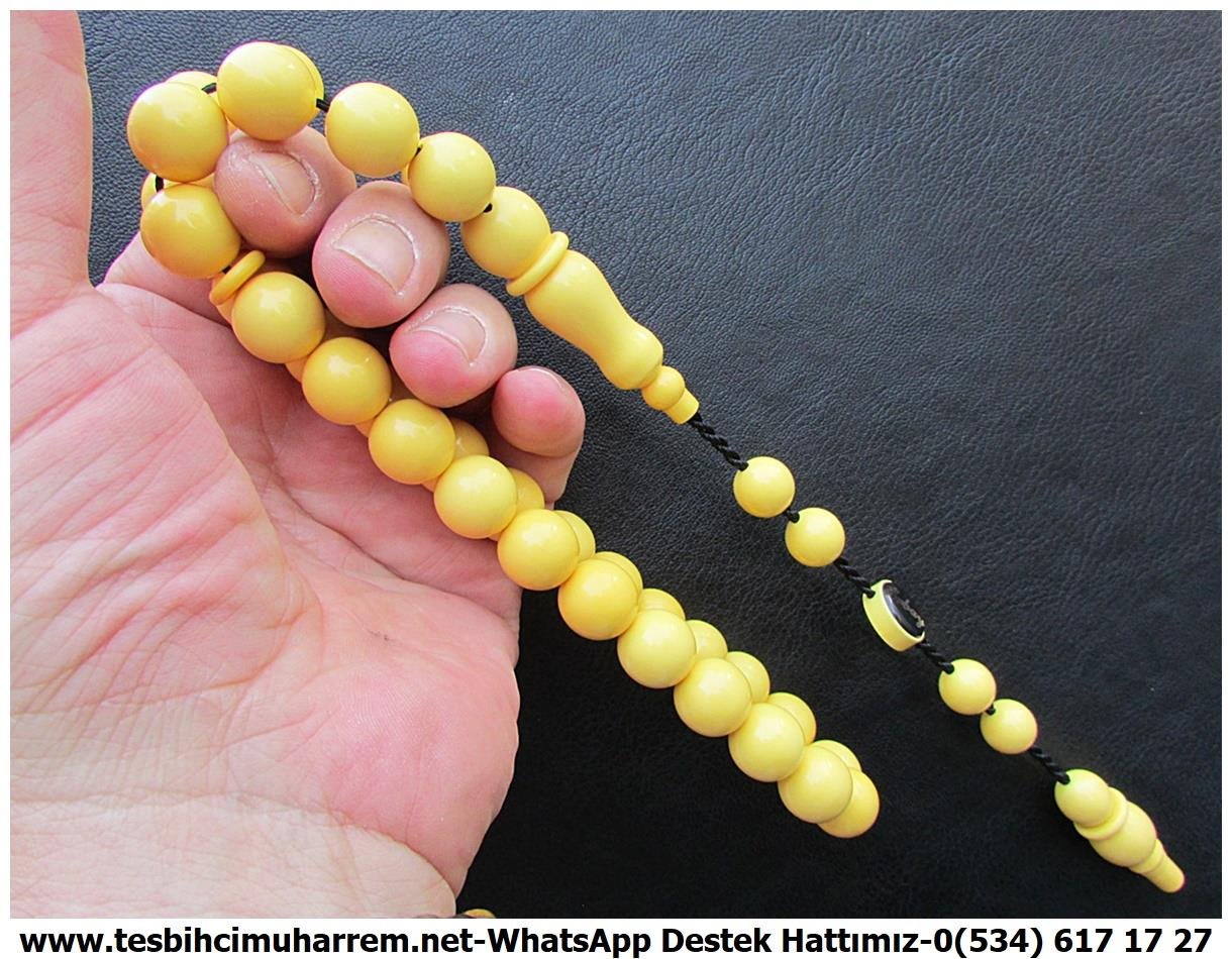 Orjinal Eski Alman Kehribar TesbihlerTM13326Mustafa Erbay Usta El İşçiliği Antika Tespih | Bakalit Katalin, Eski Usül Osmanlı Form, Krem Renk Küre Kesim, Eski Alman 