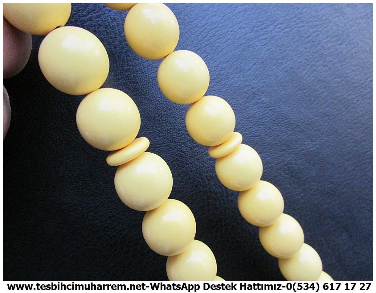 Orjinal Eski Alman Kehribar TesbihlerTM13326Mustafa Erbay Usta El İşçiliği Antika Tespih | Bakalit Katalin, Eski Usül Osmanlı Form, Krem Renk Küre Kesim, Eski Alman 