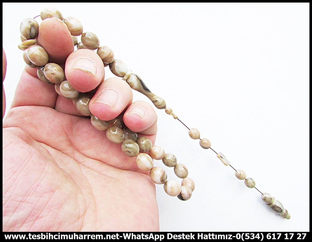 Katalin Ve Bağa TesbihlerTM13393Mustafa Erbay Usta El İşçiliği Tespih | Katalin, Sütlü Kahve Karamelli, Damarlı Beyzi Kesim 