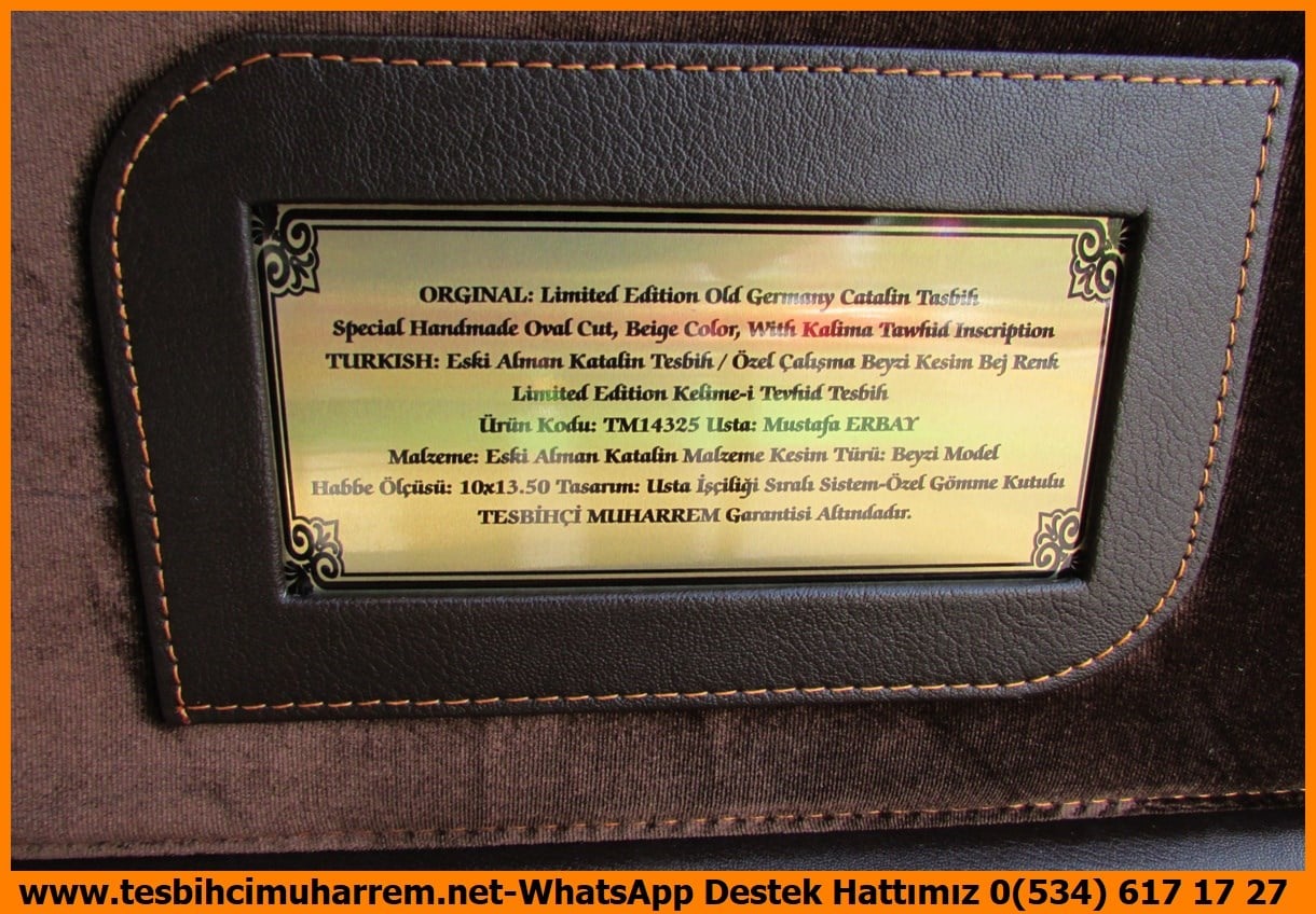Katalin Ve Bağa TesbihlerTM14337Mustafa Erbay Usta İmzalı Kelime-i Tevhid İşlemeli Eski Antika Krem Katalin Tespih I Eşsiz Özel Gömme Kutulu Sertifikalı Limited Edition TesbihKelime-i Tevhid İşlemeli Eski Antika Krem Katalin Tespih I Eşsiz Özel Gömme Kutulu Sertifikalı Limited Edition Tesbih