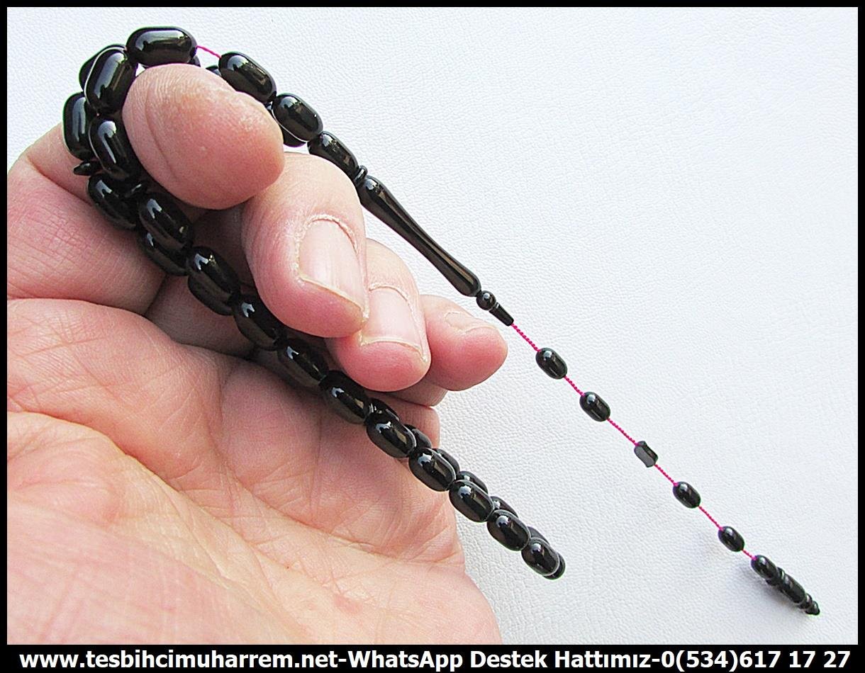 Katalin Ve Bağa TesbihlerTM13670Mustafa Erbay Usta Tornası | Antika Sümen Takımından Katalin Tespih, Siyah Jaguar, Badem Kesim, 