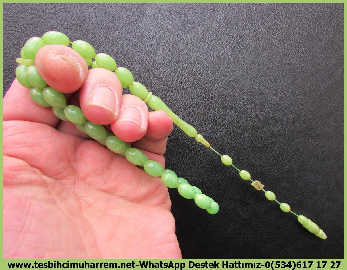 Katalin Ve Bağa TesbihlerTM13617Mustafa Erbay Usta Tornası | Premium Katalin Tespih, Eski Antika Bıçak Sapından, Yeşil Beyzi Kesim, 