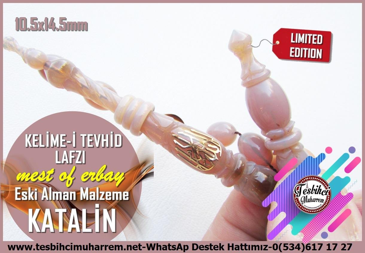 Katalin Ve Bağa TesbihlerTM14061Mustafa Erbay Usta Tornası Tespih | Profesyonel Katalin, Cezayir Menekşesi Mavisi, Altın Besmele-i Şerif, 