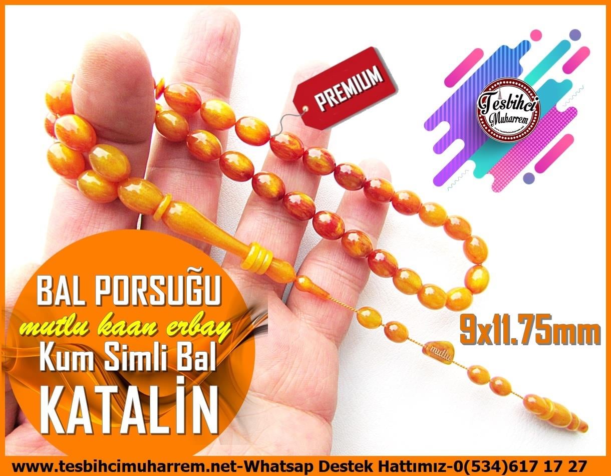 Katalin Ve Bağa TesbihlerTM13411Mutlu Kaan Erbay Usta El İşçiliği Premium Tespih | Altın Sırlı Hızma Katalin, Kum Simli Beyzi Kesim, Özel Çalışma 