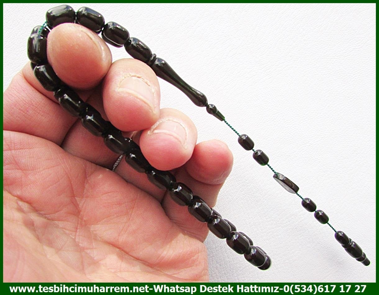 Siyah Kehribar TesbihlerTM13453Mutlu Kaan Erbay Usta El İşçiliği Tespih | Bürokrat Sıkma Kehribar, Kapsül Kesim, Bileklik Zifti Siyah 