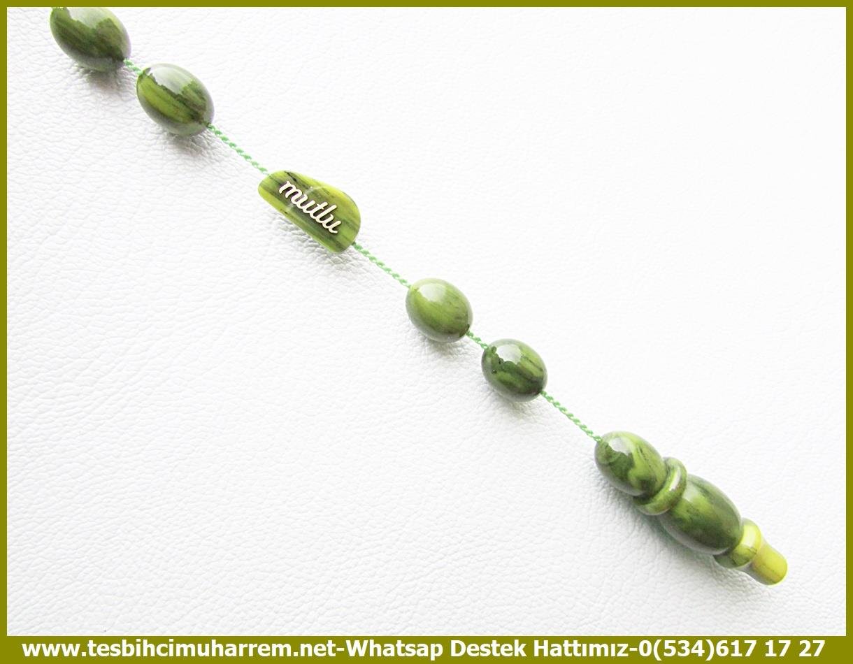 Katalin Ve Bağa TesbihlerTM13425Mutlu Kaan Erbay Usta El İşçiliği Tespih | Zeytuni Renk Katalin, Lüks Damarlı Yeşil, Beyzi Kesim 