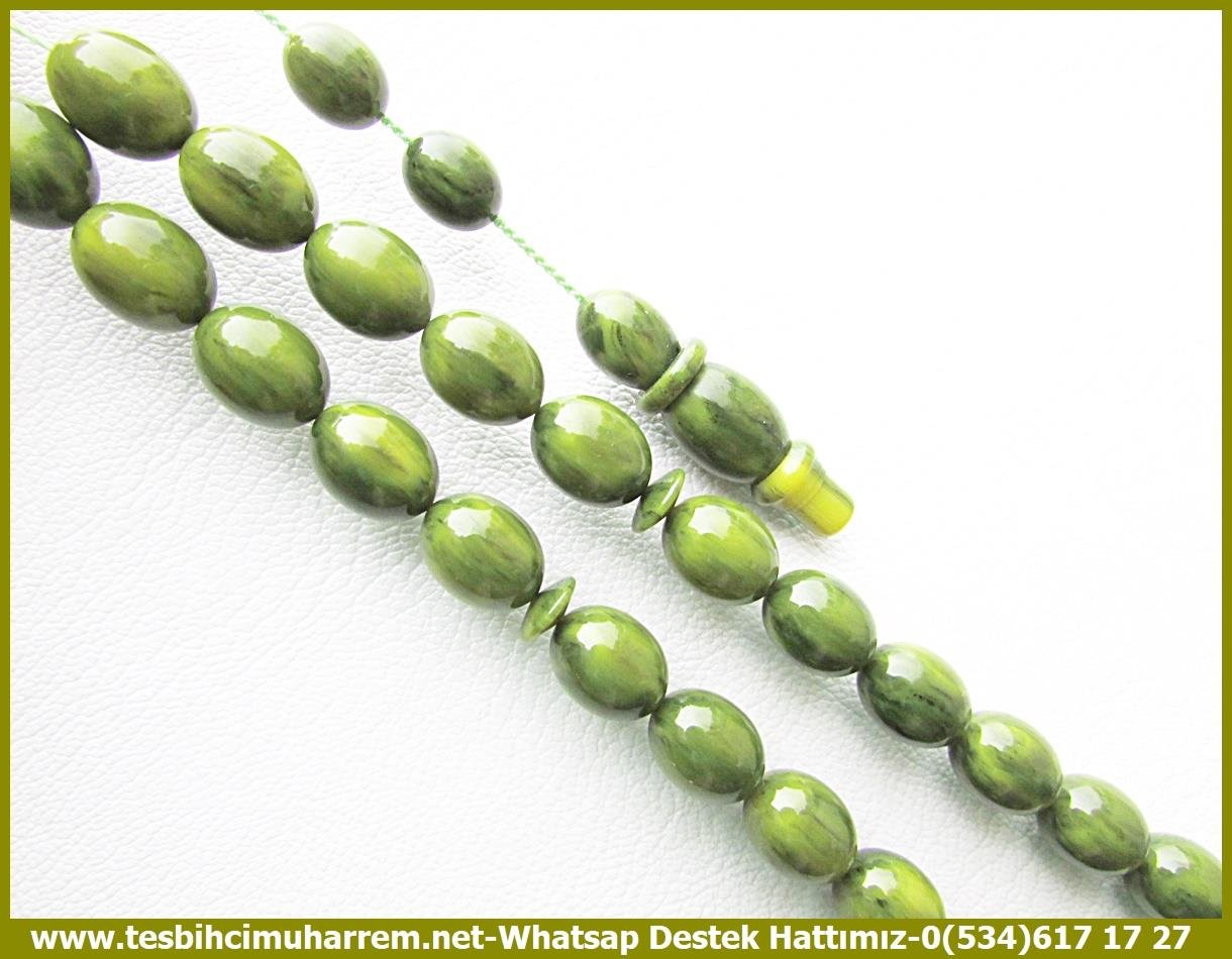 Katalin Ve Bağa TesbihlerTM13425Mutlu Kaan Erbay Usta El İşçiliği Tespih | Zeytuni Renk Katalin, Lüks Damarlı Yeşil, Beyzi Kesim 