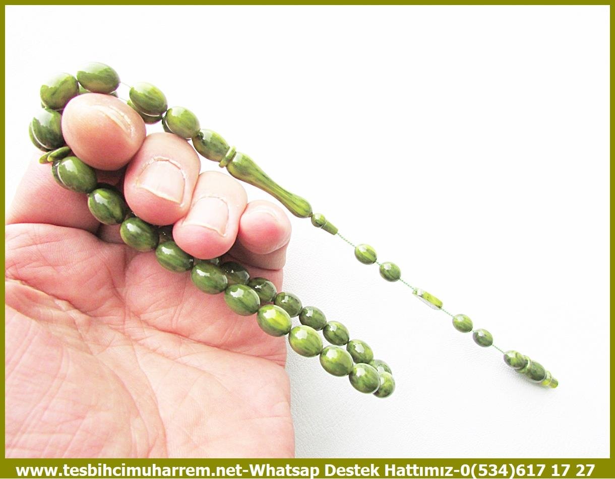 Katalin Ve Bağa TesbihlerTM13425Mutlu Kaan Erbay Usta El İşçiliği Tespih | Zeytuni Renk Katalin, Lüks Damarlı Yeşil, Beyzi Kesim 