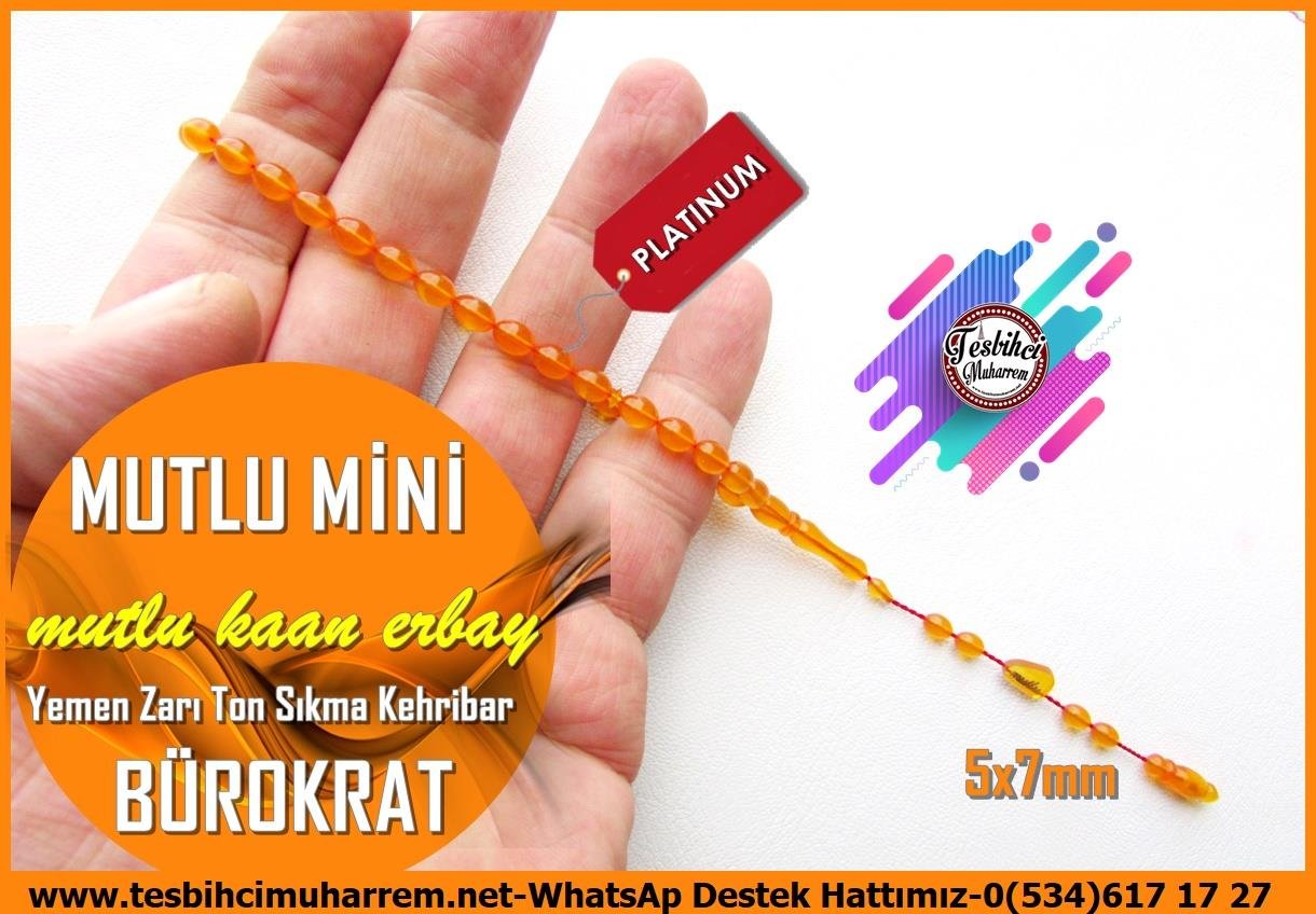 Maskot, Bileklik ve Bürokrat TespihlerTM14078Mutlu Kaan Erbay Usta Mutlu Mini Bürokrat Tespih – Yemen Zarı Ton, Sıkma Kehribar, Bilek Boy El Yapımı TespihTespih Bürokrat I Yemen Zarı Tonda Sıkma Kehribar Bilek Boy Mutlu Mini Tesbih