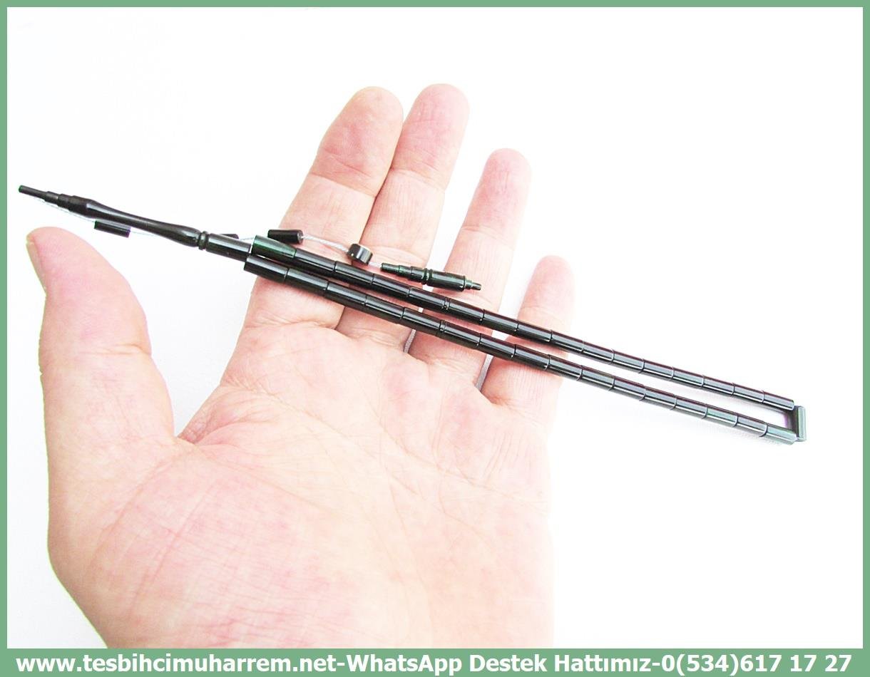 Hareli Yeşil Kehribar TesbihlerTM13902Nazmi Baran Aşıkoğlu Usta İşçiliği Tespih | Sıkma Kehribar, Kum Simli Zift Yeşil, Özel Kesme, 