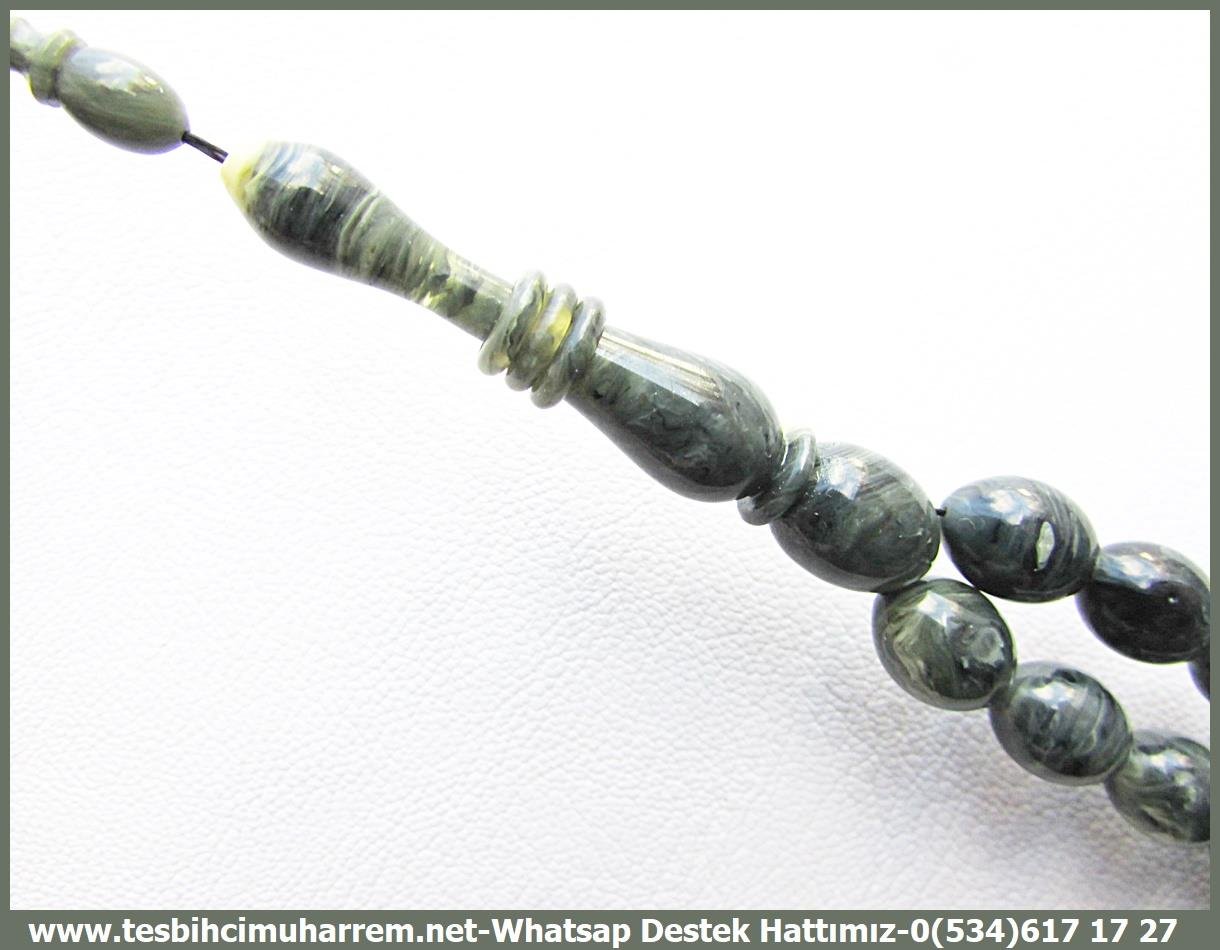 Katalin Ve Bağa TesbihlerTM13596Önder Yemlihanoğlu Usta Tornası Tespih | Katalin, Beyzi Model, Gri Yeşil Damarlı, 