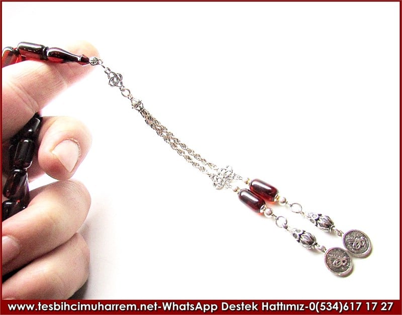 Orjinal Gümüş Püskül Eski Usül Sıkma Kehribar Tesbih Deli Soyka