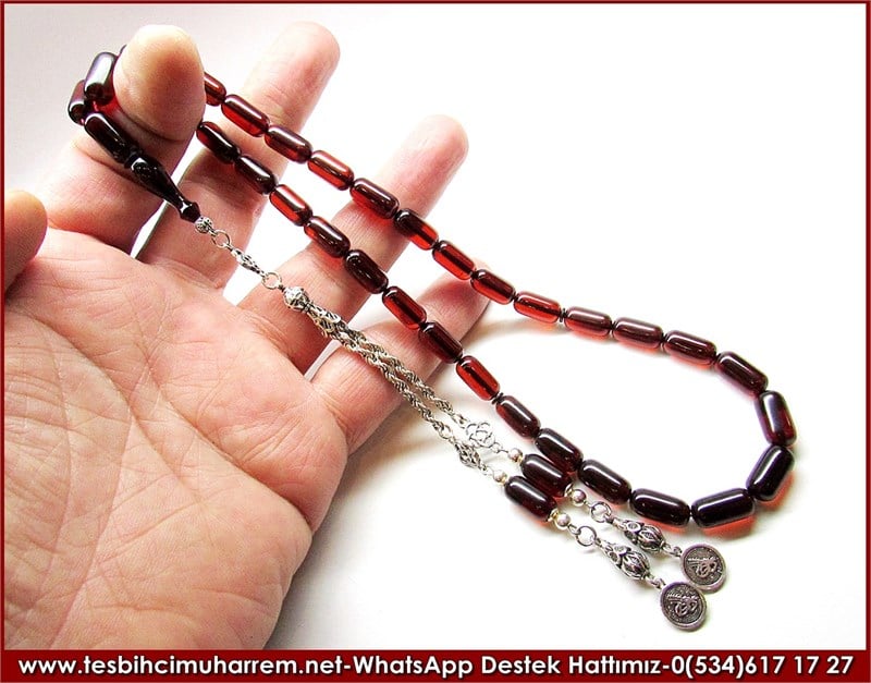 Orjinal Gümüş Püskül Eski Usül Sıkma Kehribar Tesbih Deli Soyka