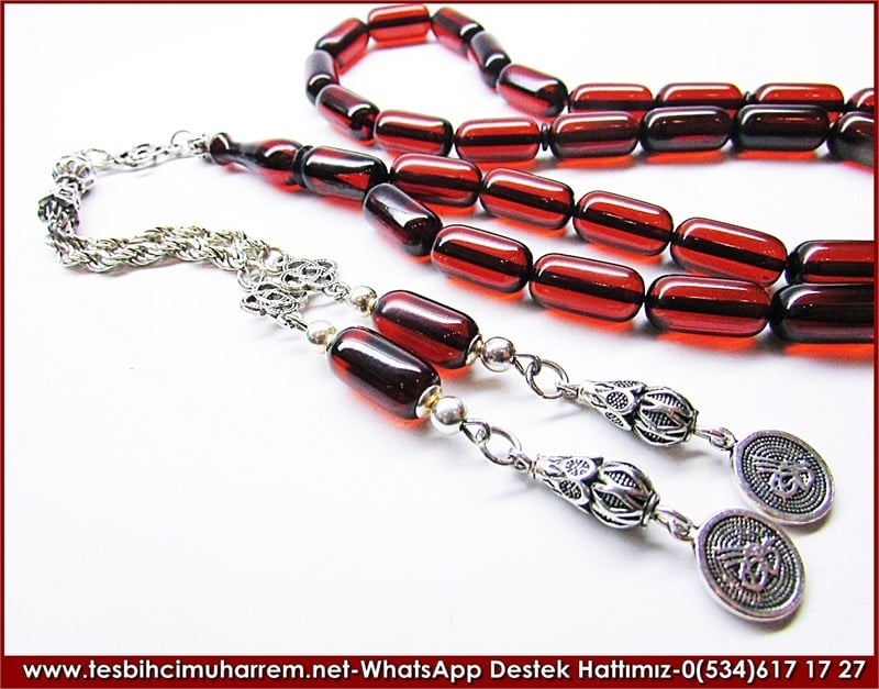 Orjinal Gümüş Püskül Eski Usül Sıkma Kehribar Tesbih Deli Soyka