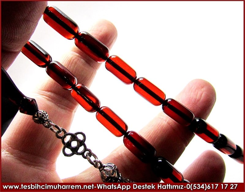 Orjinal Gümüş Püskül Eski Usül Sıkma Kehribar Tesbih Deli Soyka