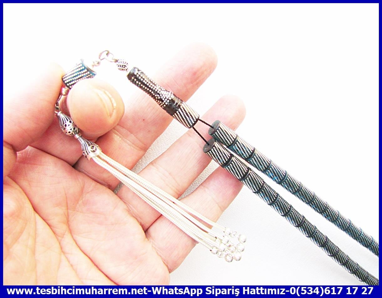Lacivert Ton TesbihlerTM13240Orjinal Gümüş Püskül Gümüş Kakma Kesme Ateş Kehribar Tesbih BoranTespih Ateş Kehribar I İpek Gümüş Püsküllü Yoğun Gümüş Çakma Kesme Mavi Nokta Tesbih 
