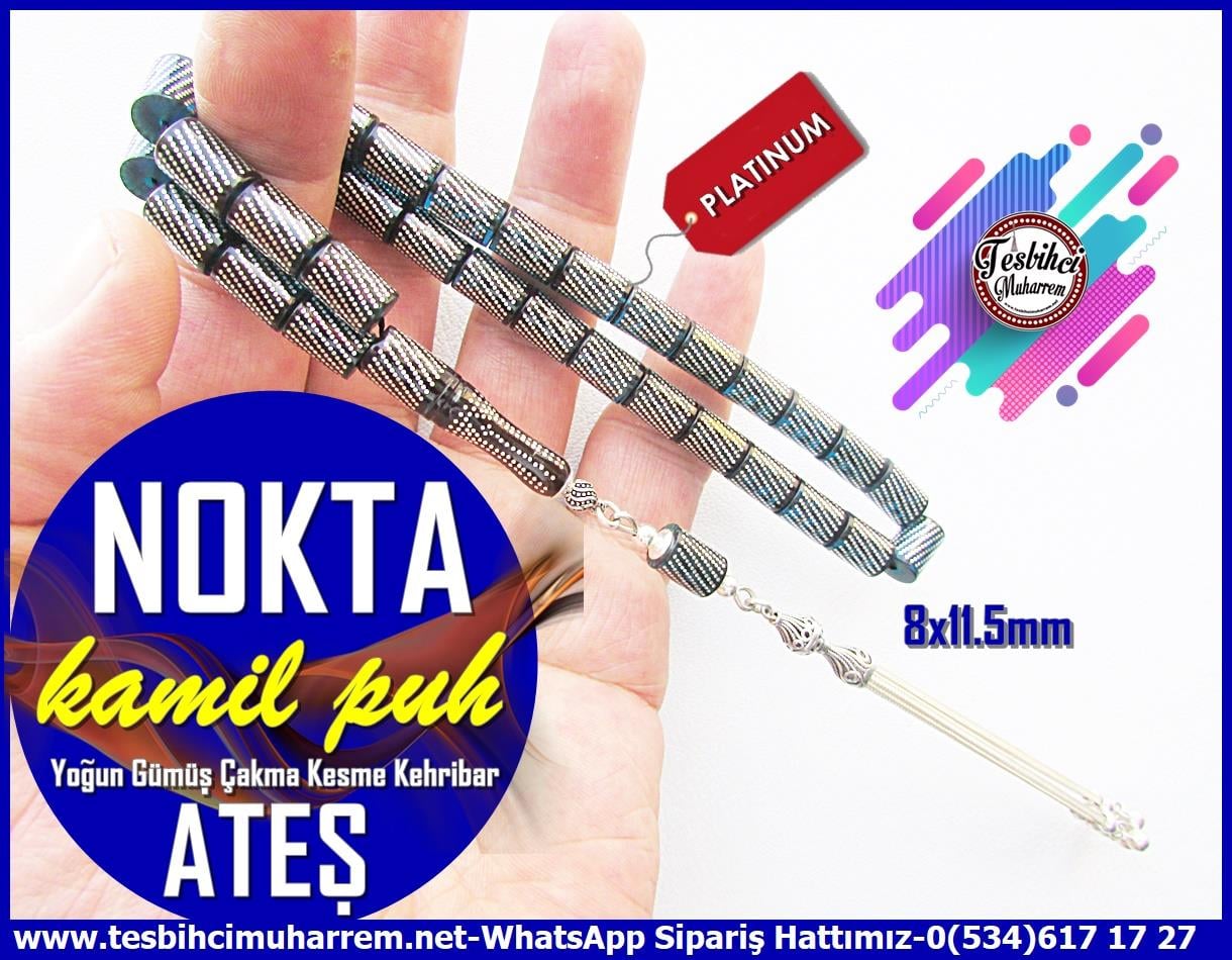 Lacivert Ton TesbihlerTM13240Orjinal Gümüş Püskül Gümüş Kakma Kesme Ateş Kehribar Tesbih BoranTespih Ateş Kehribar I İpek Gümüş Püsküllü Yoğun Gümüş Çakma Kesme Mavi Nokta Tesbih 