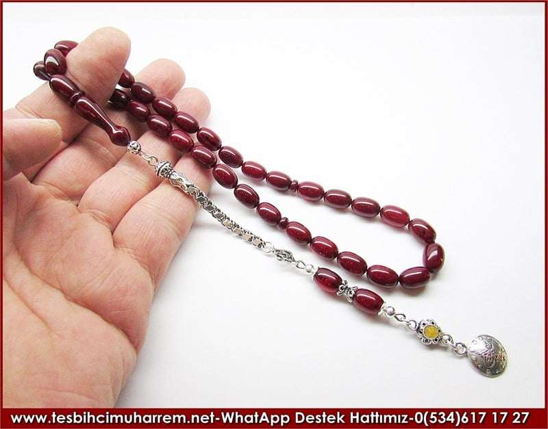 Orjinal Gümüş Tasarım Eski Usül Sıkma Kehribar Tesbih Seyfi Enes 