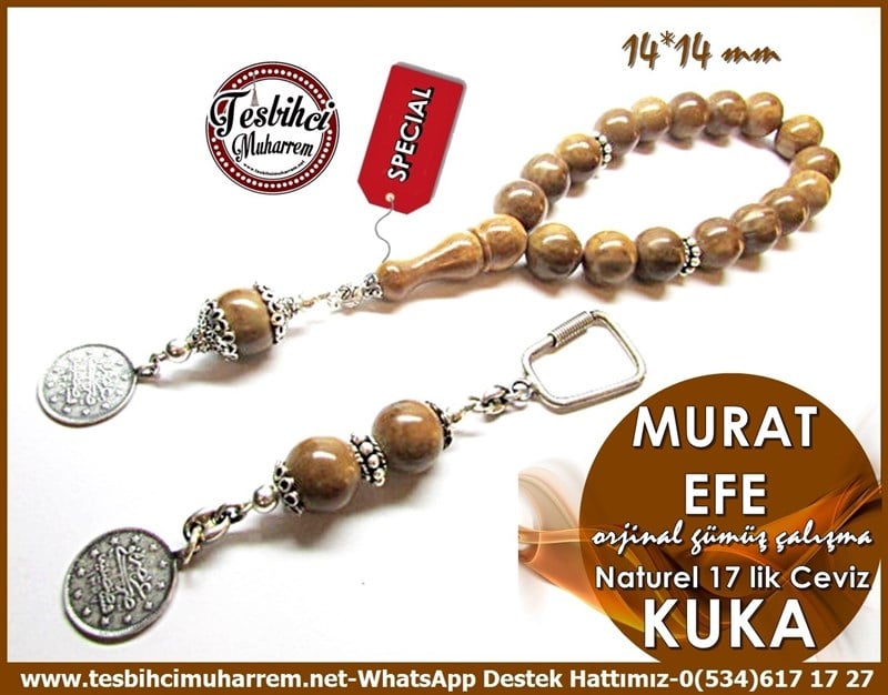 Orjinal Gümüş Tasarım Naturel Kuka Cevizi Tesbih Murat Efe 