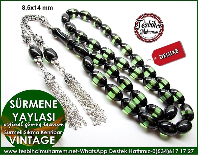 Orjinal Gümüş Tasarım Sıkma Kehribar Tesbih Sürmene Yaylası
