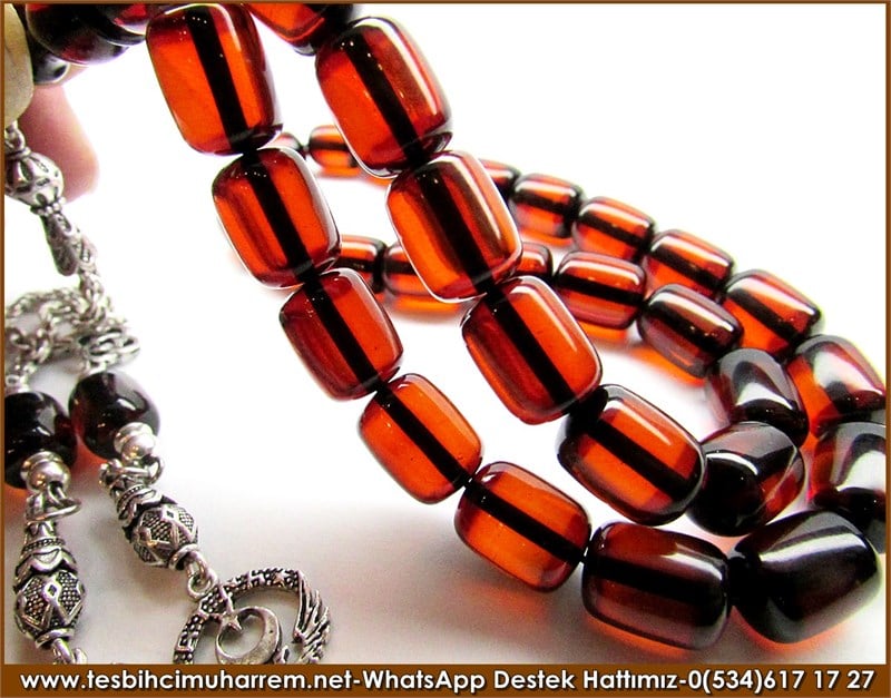 Orjinal Gümüş Tasarım Vintage Sıkma Kehribar Tesbih Roma Hamamı