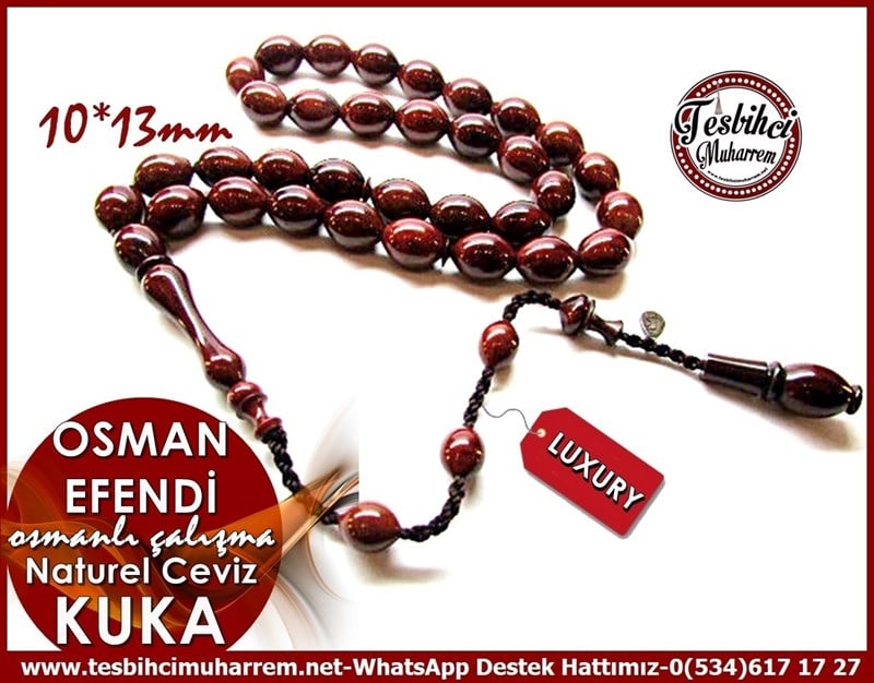 Osmanlı Tarz Çalışma İskender Usta Model Naturel Kuka Cevizi Tesbih Osman Efendi