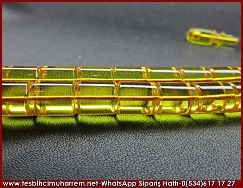 Özel Alman Blok Zar Kehribar Tesbih 8*9,5 mm Bitmeyen Sevda 