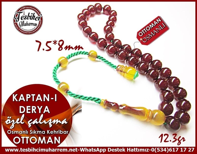 Özel Çalışma Bileklik Osmanlı Sıkma Kehribar Tesbih Kaptan-ı Derya