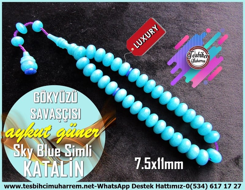 Katalin Ve Bağa TesbihlerTM12219Özel Çalışma Bileklik Sky Blue Teker Kesim Simli Kesim Katalin Tesbih Gökyüzü SavaşçılarıÖzel Çalışma Bileklik Sky Blue Teker Kesim Simli Kesim Katalin Tesbih Gökyüzü Savaşçıları