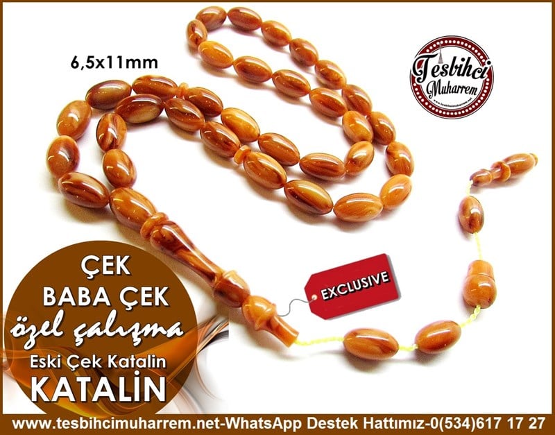 Özel Çalışma Brown Objeden Eski Çekoslavak Katalin Tesbih Çek Baba Çek