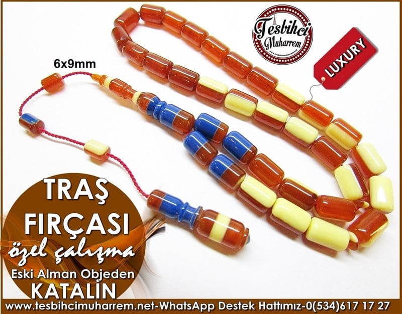 Özel Çalışma Eski Alman Tricolor Kapsül Model Objeden Katalin Tesbih Traş Fırçası