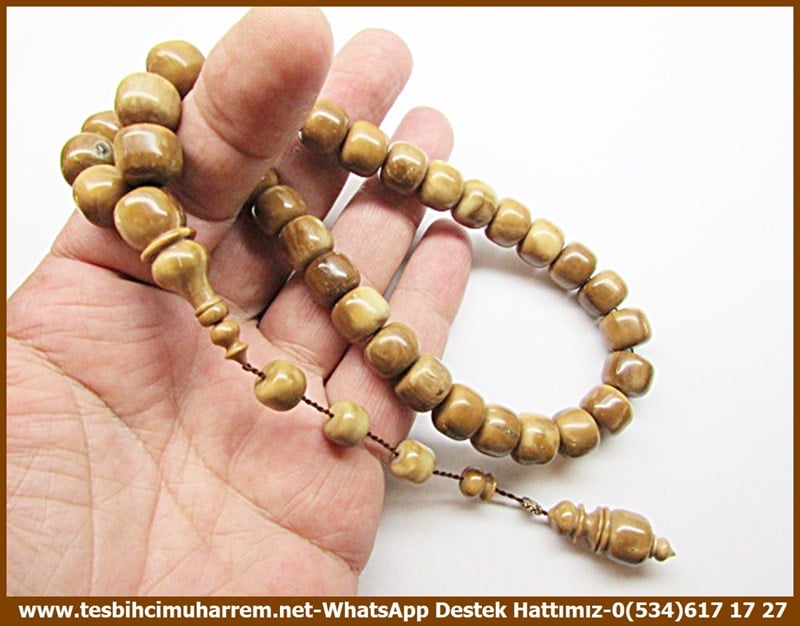 Özel Çalışma Eski Usül Teker Model Naturel Kuka Cevizi Tesbih Nurullah Efendi