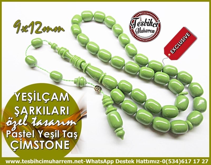 Özel Çalışma Feldspat Pastel Yeşil Taş Çimstone Tesbih Yeşilçam Şarkıları