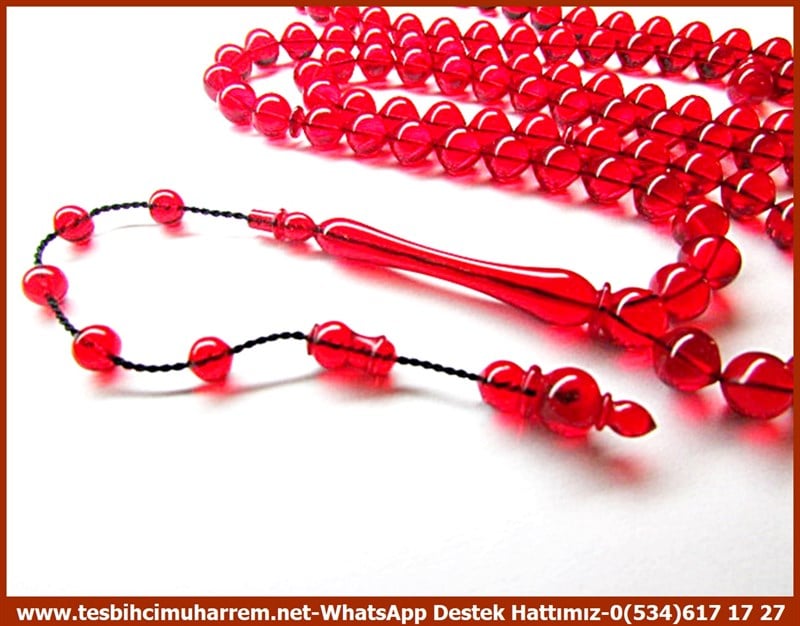 Özel Çalışma Kan Kırmızısı Su Damlası Ateş Kehribar 99 luk Dua Tesbihatı