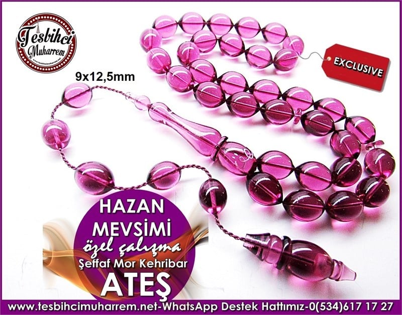 Özel Çalışma Mor Ateş Kehribar Tesbih Hazan Mevsimi