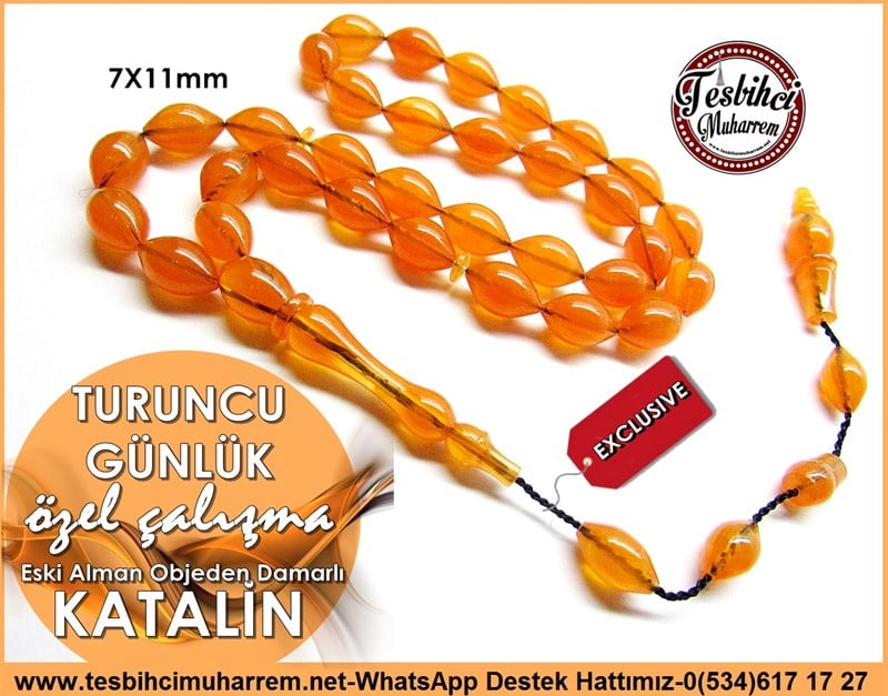 Özel Çalışma Orange Objeden Eski Alman Katalin Tesbih Turuncu Günlük