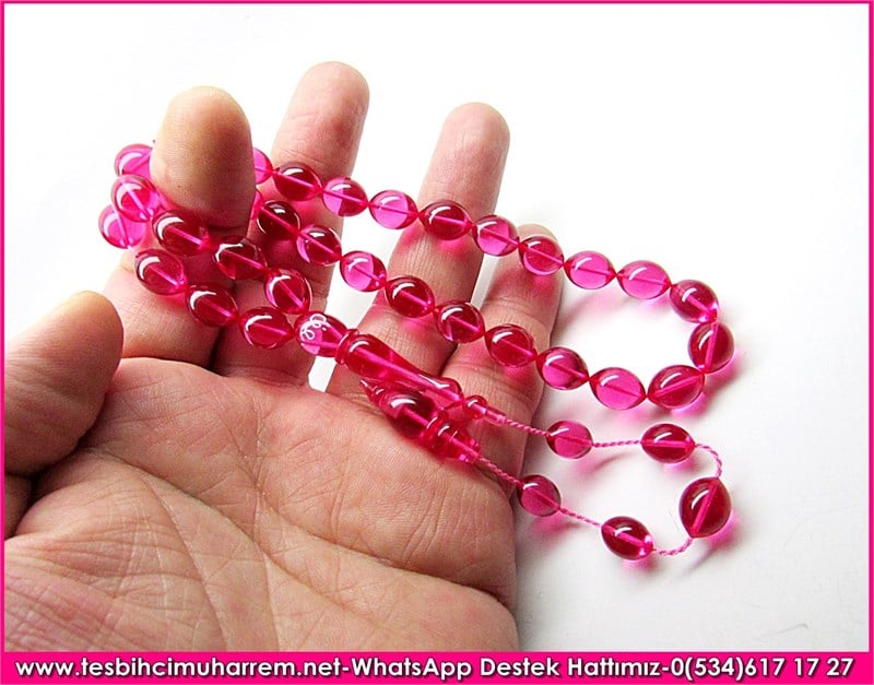 Özel Çalışma Pembe Ateş Kehribar Tesbih Pamuk Prenses