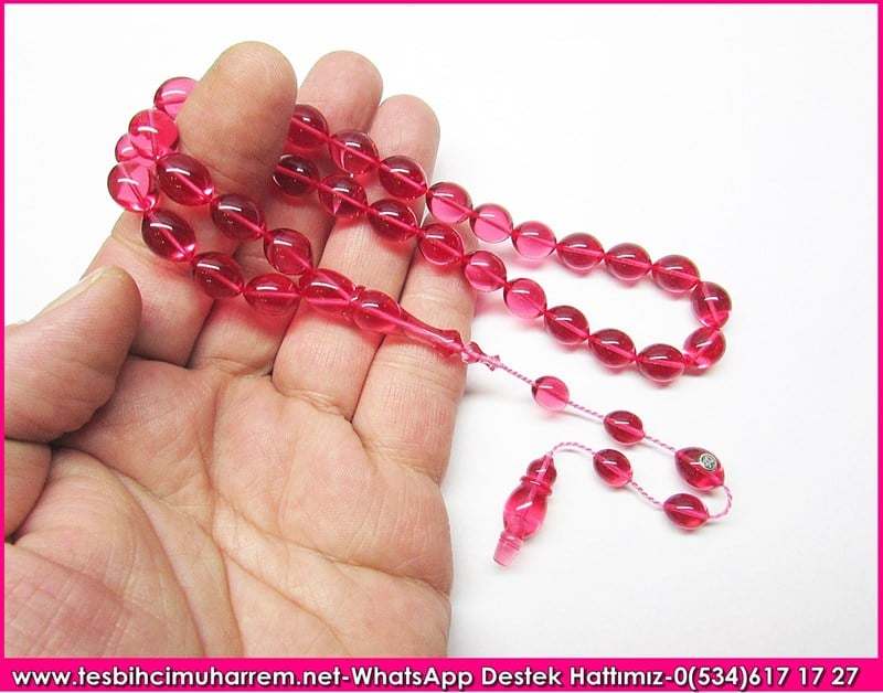 Özel Çalışma Şeker Pembe Beyzi Ateş Kehribar Tesbih Çok Şeker