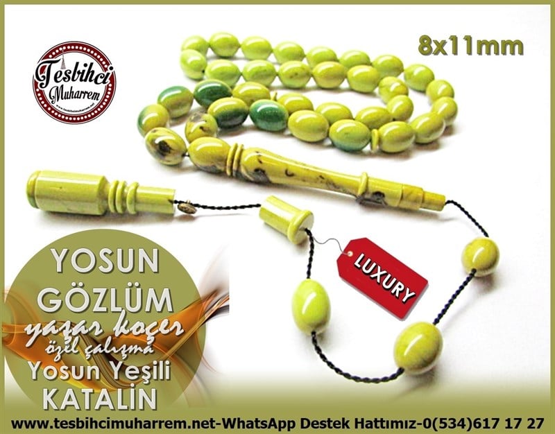 Özel Çalışma Yeşil Dolgulu Katalin Tesbih Yosun Gözlüm