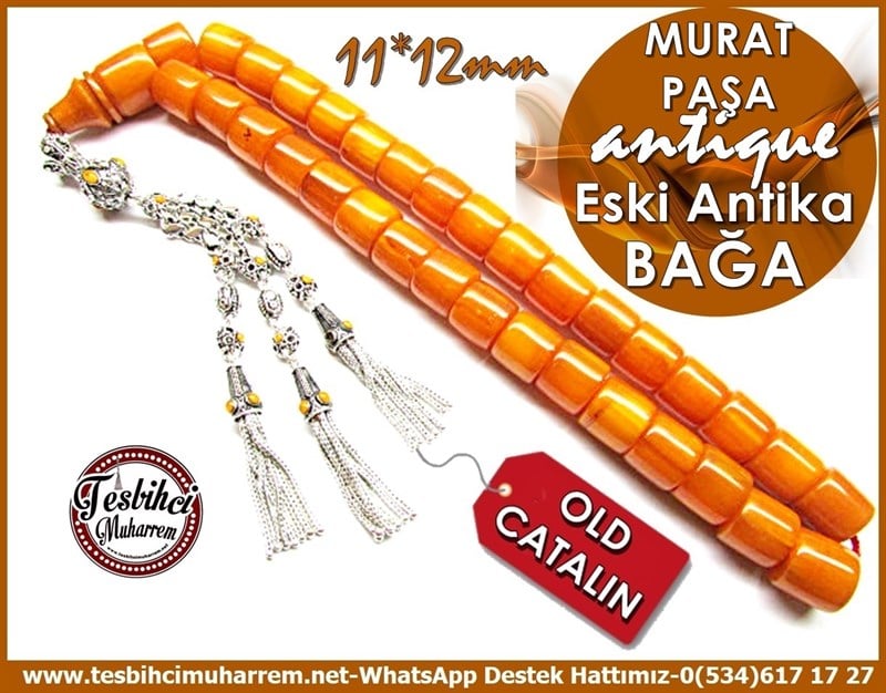 Özel Gümüş Püskül Kesme Kayısı Eski Antika Bağa Tesbih Murat Paşa 