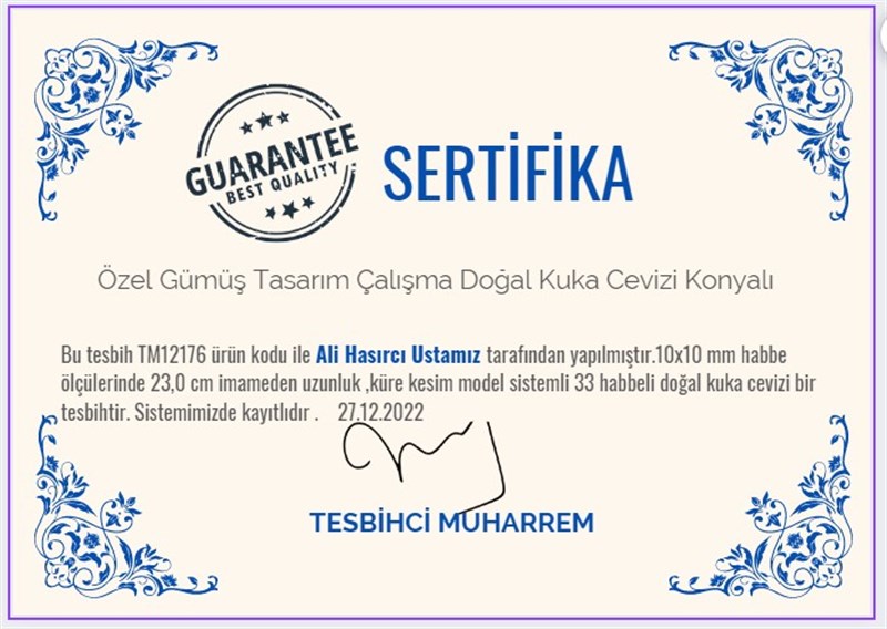 Kuka Ağacı TesbihlerTM12176Özel Gümüş Tasarım Çalışma Doğal Kuka Cevizi Tesbih KonyalıÖzel Gümüş Tasarım Çalışma Doğal Kuka Cevizi Tesbih Konyalı