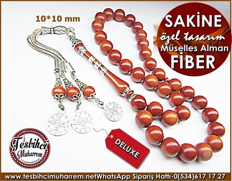 Özel Gümüş Tasarım Efsane Müselles Alman Fiber Tesbih Sakine