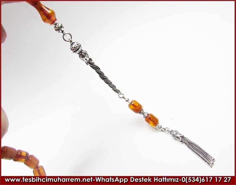 Özel Gümüş Tasarım Eski Usül Sıkma Kehribar Tesbih Sadık Paşa 