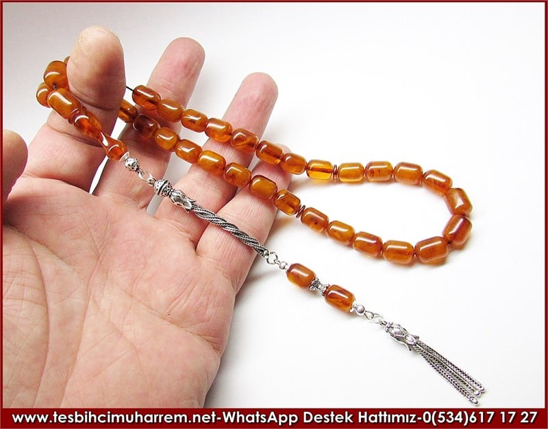 Özel Gümüş Tasarım Eski Usül Sıkma Kehribar Tesbih Sadık Paşa 